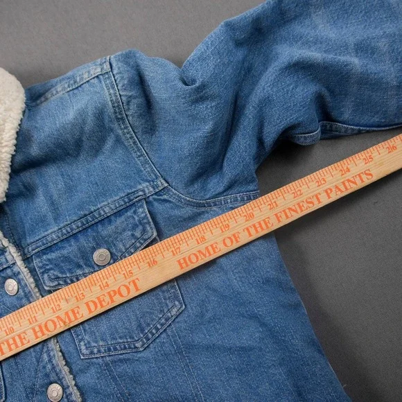 Madewell Western Women Sherpa Lined Denim Jacket Oversized Jean Trucker Coat S - Picture 4 of 11